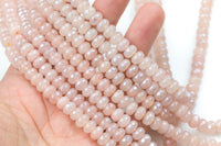 GORGEOUS MYSTIC Pale Pink JADE / Moonstone Color High Quality in Faceted Rondelle- 8mm-Full Strand 15.5 inch Strand