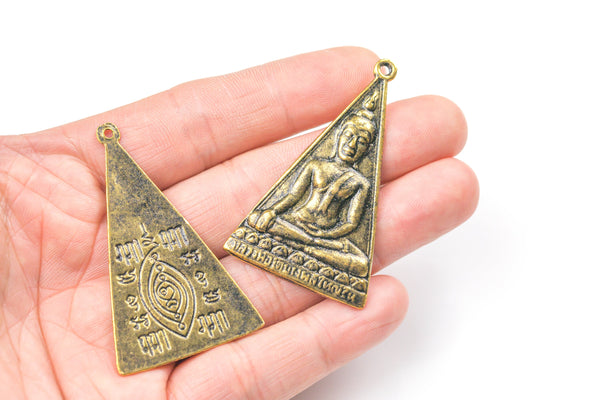 Antique Wrapped Buddha Pendant- 34x57mm- Brass