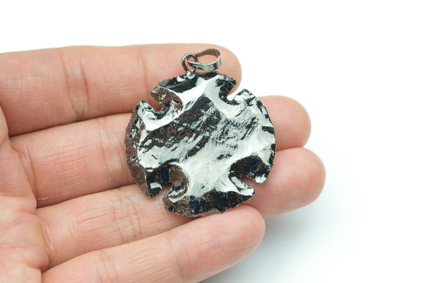 Stone Jasper Crosses Full Gunmetal Wrapped - 40 and 50mm - Arrowhead Cross