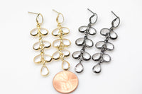 Ivy Style Chandelier Stud Earrings in Gold or Gunmetal- 2 Inches Long