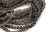 Natural Smokey Quartz beads, Matte Round, Full Strand, 4mm, 6mm, 10mm, or 12mm beads Gemstone Beads