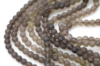 Natural Smokey Quartz beads, Matte Round, Full Strand, 4mm, 6mm, 10mm, or 12mm beads Gemstone Beads