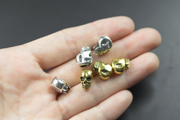 7 Skull Beads Bali Style PEWTER 10x12mm- 1066-1517