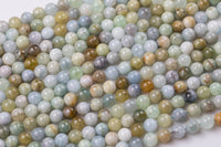 Natural Blue Green Aquamarine Beads in Round Beads - Full Strands - 6mm, 8mm, 10mm, 12mm Smooth Gemstone Beads