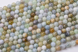 Natural Blue Green Aquamarine Beads in Round Beads - Full Strands - 6mm, 8mm, 10mm, 12mm Smooth Gemstone Beads