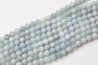 Natural WHOLESALE Faceted Blue Aquamarine Beads in Faceted Round Beads - Full Strands - 4mm 5mm 6mm 8mm 10mm 12mm - Grade AB