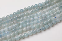 Natural CLEAR / SEMICLEAR Aquamarine Beads in Round Beads - Full Strands - 6mm 8mm 10mm 12mm 14mm AAA Quality Smooth Gemstone Beads