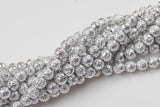 Platinum White Gold Plated Lava Rock Round Beads- Wholesale Bulk - Full 15.5 Inch Strand, 4mm, 6mm, 8mm, 12mm, or 14mm Beads