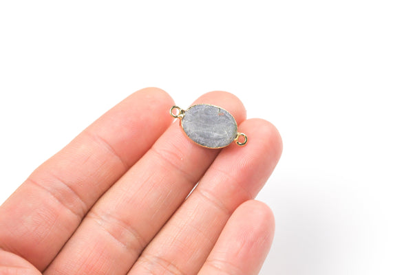 Labradorite Oval Semi Matt Gold Plated 12*16mm 1 piece