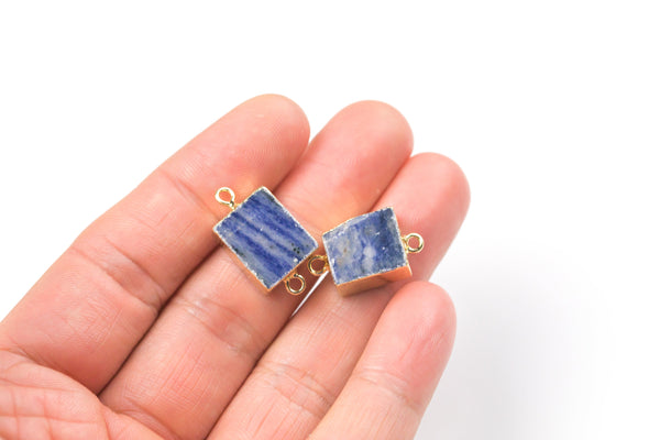 Sodalite Irregular Rectangle Matt Gold Plated .75-1 Inch 1 piece