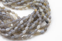 Natural Gray Agate- Matte Barrel Shape-3 Sizes- Special Shape- Full Strand- 16 Inches Gemstone Beads