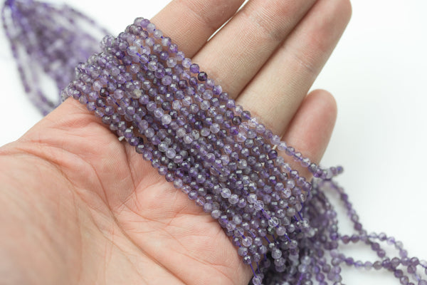 Natural Amethyst Blue Green 2mm - Best Price!!! - Diamond Cutting, High Facets - Nice and Sparkly - Faceted Round - 1 strand 15.5 inches
