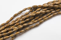 Natural 2 Strands Wood Beads - Barrels - Dark Tan Color - 14x7mm - 2 strands ~15" Gemstone Beads