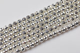 Silver Coated Hematite Faceted Round - Thick Real Silver Coating - 6mm, 8mm, 10mm- Full 15.5 Inch Strand - High quality silver plating