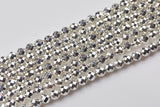 Silver Coated Hematite Faceted Round - Thick Real Silver Coating - 6mm, 8mm, 10mm- Full 15.5 Inch Strand - High quality silver plating