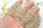 Golden Rutilated Quartz Beads Full Strands-15.5 inches-4-5mm- Nice Size Hole- Diamond Cutting, High Facets-Nice and Sparkly-Faceted Round