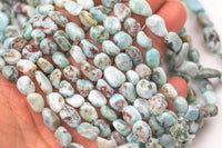 Natural Larimar Nugget Beads - Around 6x10mm in dimensions -16 Inch strand - Wholesale pricing Gemstone Beads