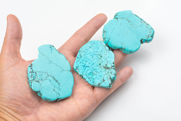 Natural Blue Turquoise Slices Slabs - Large size- Average3-4 inches- 1 piece per order Gemstone Beads