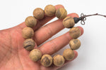 Silk Wood Bracelet- One size fits all- On strong stretchy string-Buddhist Prayer Bracelet- 16mm