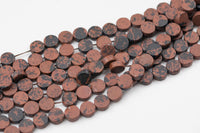 Natural Mahogany Jasper Beads Matte Beads - Coin Shaped 10mm - 1 strand ~15.5" - Special Exclusive Item Gemstone Beads