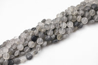 Natural Gray Cloudy Quartz Gold Stone Beads Matte Beads - Puffy Coin Shaped 10mm - 1 strand ~15.5" - Special Exclusive Item Gemstone Beads