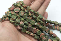 Natural Unikite Beads Matte Beads - Coin Shaped 10mm - 1 strand ~15.5" - Special Exclusive Item Gemstone Beads