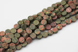 Natural Unikite Beads Matte Beads - Coin Shaped 10mm - 1 strand ~15.5" - Special Exclusive Item Gemstone Beads