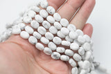 Natural White Howlite Beads Matte White Howlite Beads - Puffy Oval Egg Shaped 10x8mm - 1 strand ~15.5" - Special Exclusive Item