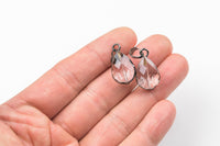 Clear Crystal Wrapped In Gunmetal Teardrop Pendants- Small Size 13x18mm