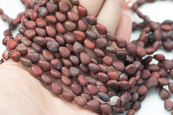 Natural Red Jasper Matte Beads Red Jasper Beads - Puffy Teardrop Shaped 10x8mm - 1 strand ~15.5" - Special Exclusive Item Gemstone Beads