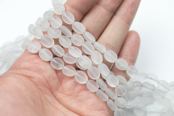 Natural Peruvian Quartz Matte Beads Quartz Beads - Puffy Oval Shaped 10x8mm - 1 strand ~15.5" - Special Exclusive Item Gemstone Beads