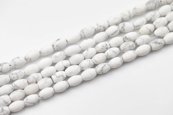 Natural White Howlite Matte Beads White Howlite Beads - Barrels Tubes Shaped 10x15mm - 1 strand ~15.5" - Special Exclusive Item