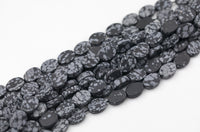 Natural Snowflake Obsidian Matte Oval Beads Snowflake Obsidian Beads - Oval Shaped 14x10mm - 1 strand ~15.5" - Special Exclusive Item