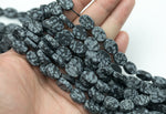 Natural Snowflake Obsidian Matte Oval Beads Snowflake Obsidian Beads - Oval Shaped 14x10mm - 1 strand ~15.5" - Special Exclusive Item