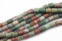 Natural Indian Agate Matte Oval Beads Indian Agate Beads - Barrel Tube Shaped 14x10mm - 1 strand ~15.5" - Special Exclusive Item