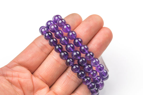 Natural SUPER HIGH QUALITY Amethyst Bracelet - 8mm - One Size Fits All Gemstone Beads