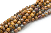 Natural Venus Jasper- Round sizes. 4mm, 6mm, 8mm, 10mm, 12mm, 14mm- Full 15.5 Inch Strand Smooth Gemstone Beads