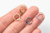 8pcs 4 pairs per order Earring Huggie Round Lever Backs LeverBack Findings-Real Gold Plating Tarnish Resistant- Gold or White Gold- 12mm-