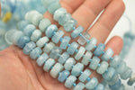 Natural Aquamarine Beads. High Quality 12mm and 14mm Large Hand Faceted Roundel 16" strand AAA Quality Gemstone Beads