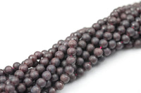 Natural Matte Red Garnet Beads- Round, 4mm 6mm 8mm 10mm 12mm- In Full 15.5 Inch Long Strand - Bulk order AAA Quality Smooth Gemstone Beads