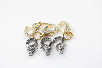 3 Lobster Clasps - Pave Crystal Medium Size Double Sided - Gold or Gunmetal Marcasite - 11*20mm - 3 pcs