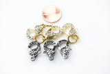 3 Lobster Clasps - Pave Crystal Medium Size Double Sided - Gold or Gunmetal Marcasite - 11*20mm - 3 pcs