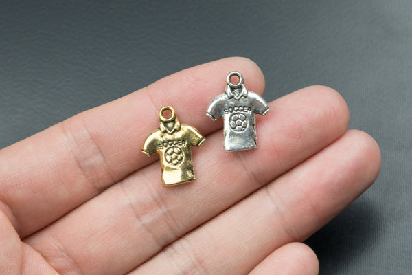 24 Soccer Futbol Jersey Shirt Pewter Charms 12x14mm 651