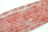 Natural Cherry Quartz, High Quality in Matte Round-6mm, 8mm, 10mm, 12mm- Wholesale Bulk or Single Strand! Gemstone Beads