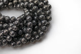 Gunmetal Plated Lava Round Beads- Single Strand or Wholesale Bulk- -Full 15.5 Inch Strand, 4mm, 6mm, 8mm, 12mm, or 14mm Beads AAA Quality