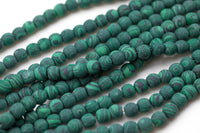 Natural Reconstituted Malachite Matte round sizes 6mm, 8mm, 10mm, 12mm- In Full 15.5 Inch Strand Gemstone Beads