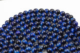 Natural GRADE A TOP QUALITY Tiger's Eye Tiger eye Tiger-Eye - 6mm 8mm 10mm - Round - Full 15.5" Strands- Midnight Blue Smooth