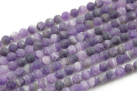 Natural Matte Amethyst Beads Grade AAA Round, 4mm, 6mm, 8mm, 10mm, 12mm- Full 15.5 Inch strands