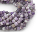 Natural Matte Cape Banded Amethyst Beads, High Quality in Matt Round, 4mm, 6mm, 8mm, 10mm, 12mm- Full 15.5 Inch strand Gemstone Beads