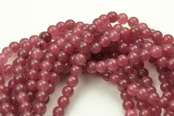 Natural Strawberry Sorbet Jade Round Beads 4mm 6mm 8mm 10mm 12mm - Single or Bulk - 15.5" Smooth Gemstone Beads